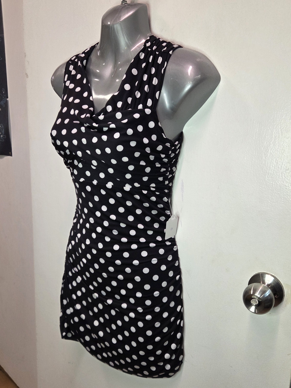 Guess Black & White Polka Dot Sleeveless Mini Dress